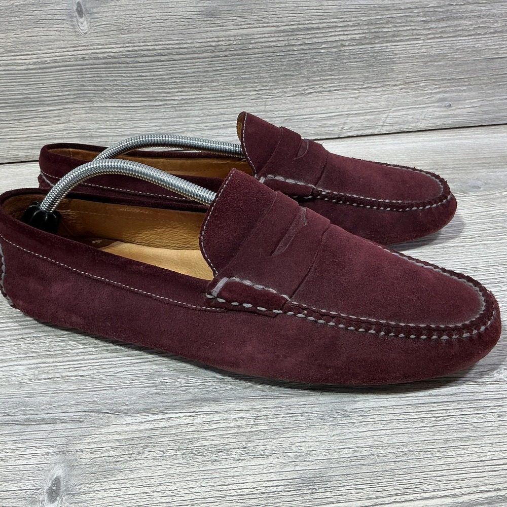 Peter Millar Men's Burgundy Wine Suede Slip-On Loafers Round Toe US 12 M Brazil